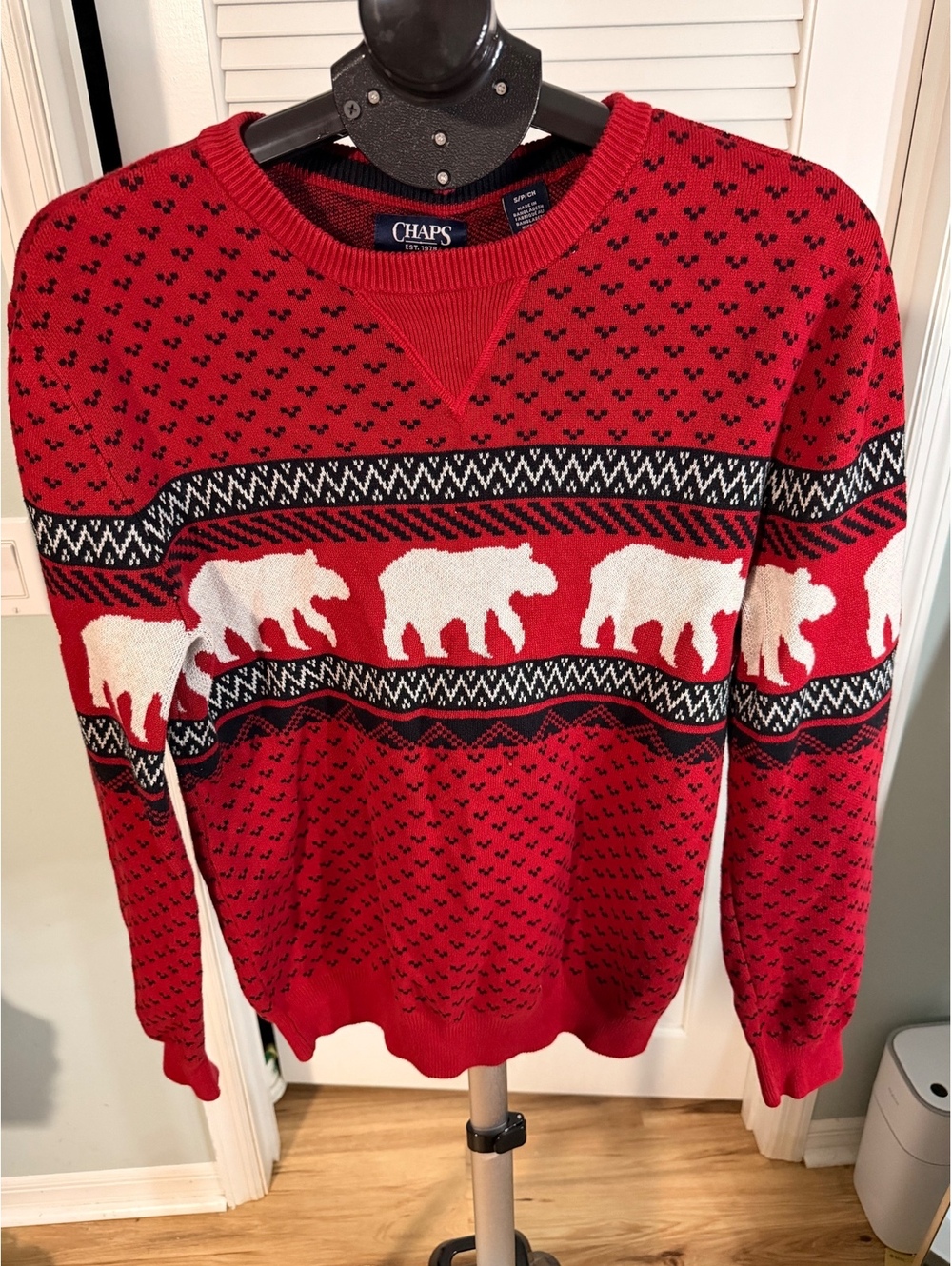 Chaps red polar bear knit sweater